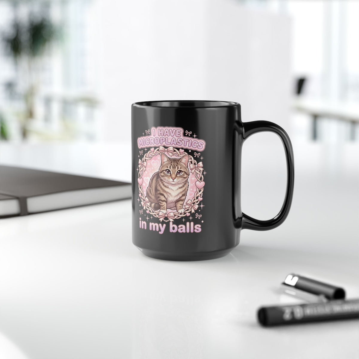 Funny Cat Mug "I Have Microplastics In My Balls" Meme Mug