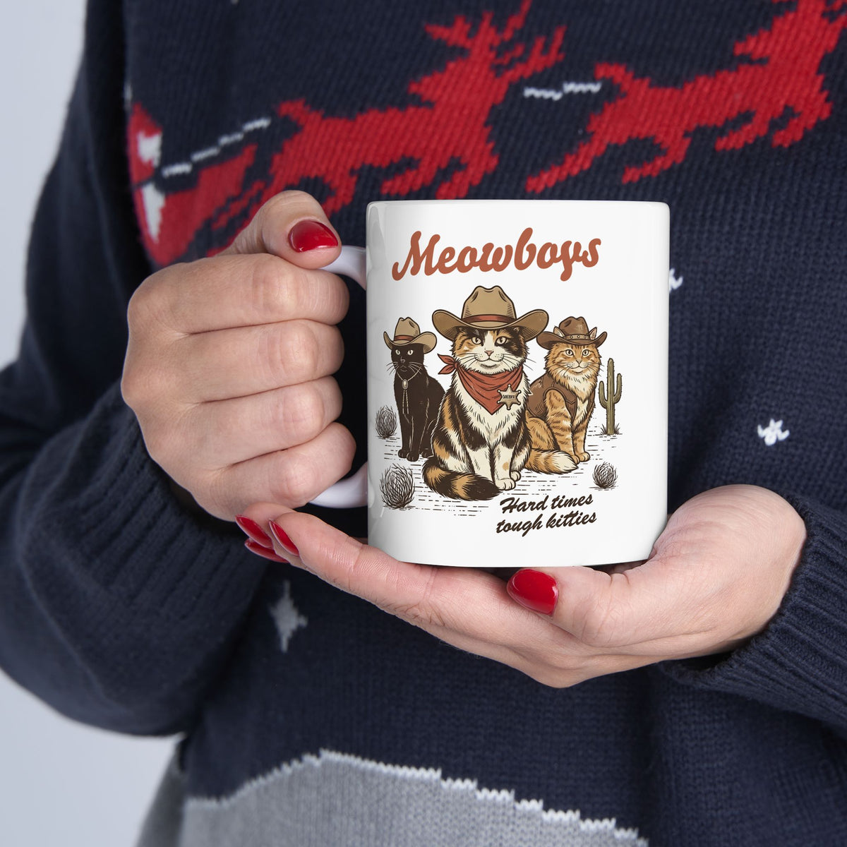 Meowboys Cat Cowboy Ceramic Mug — Funny Western Cat Mug for Cat Lovers
