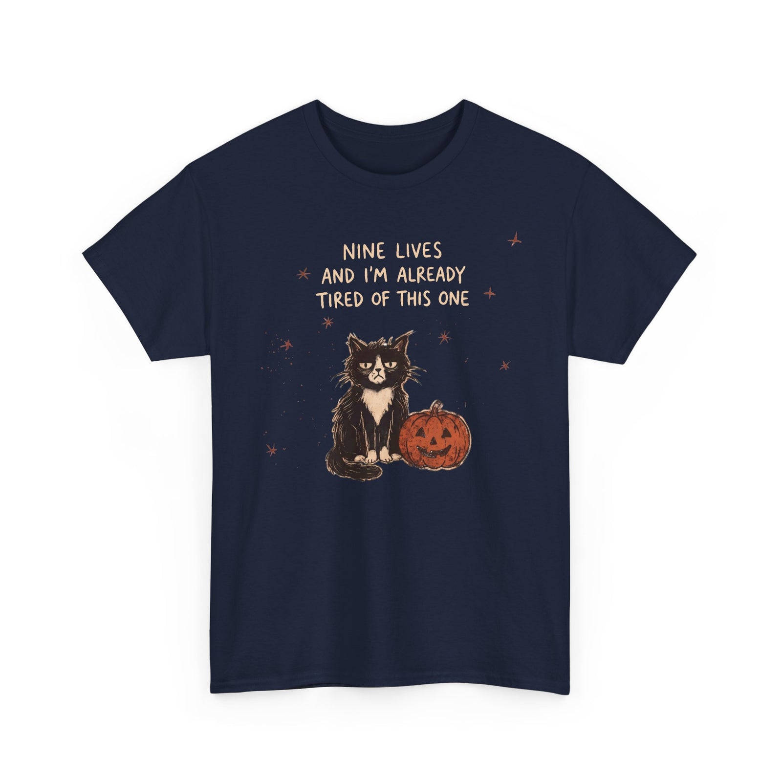 Nine Lives And I'm Already Tired Of This One Shirt — Grumpy Halloween Cat T-Shirt