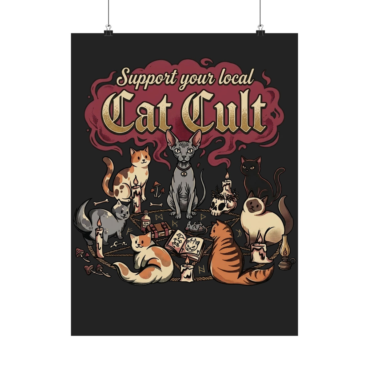 Support Your Local Cat Cult Poster — Funny Cat Lover Poster
