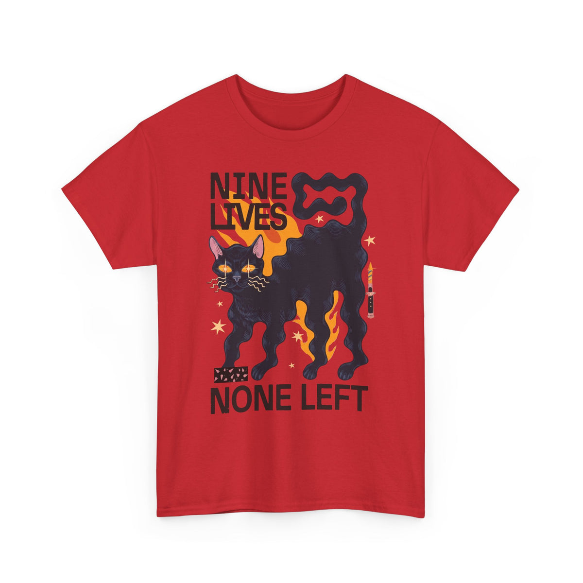 Nine Lives None Left T-Shirt — Edgy Spooky Black Cat Graphic Tee