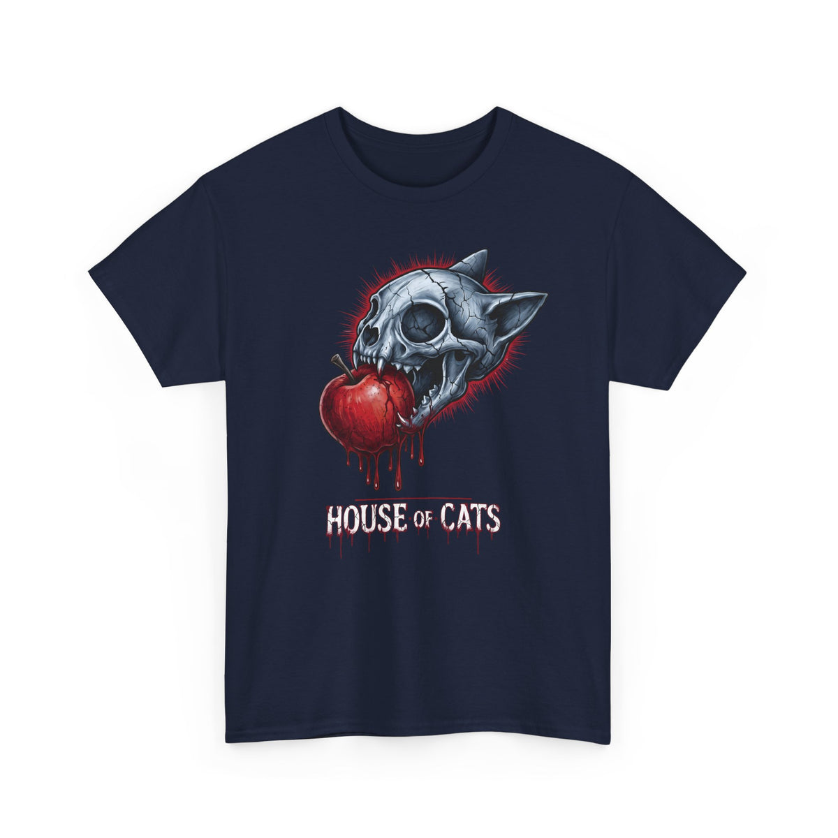 House Of Cats T-Shirt — Gothic Cat Skull Dripping Apple Tee