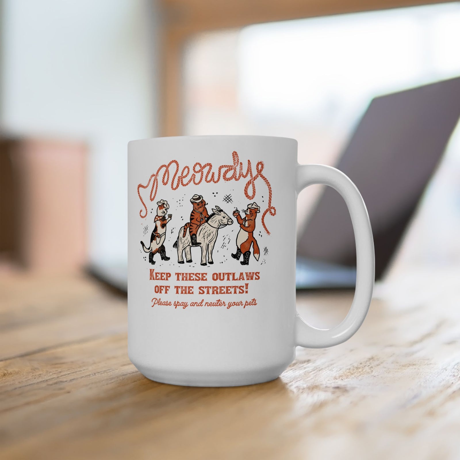 Meowdy Cat Ceramic Mug — Funny Cowgirl Cat Mug