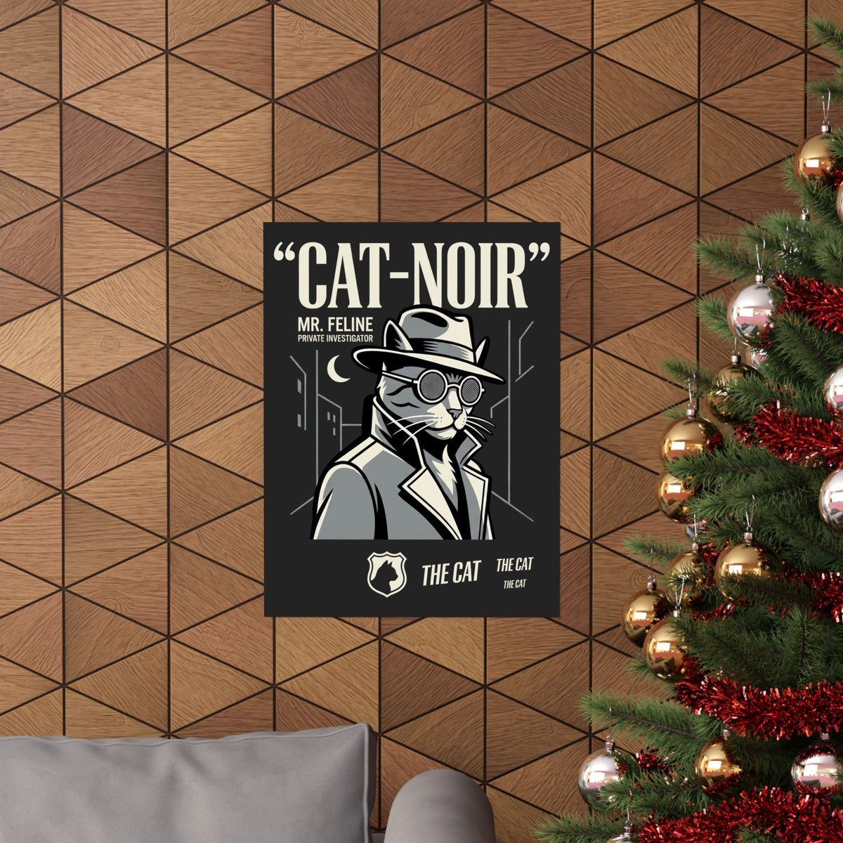 Detective Cat Poster — Vintage Noir Graphic Poster