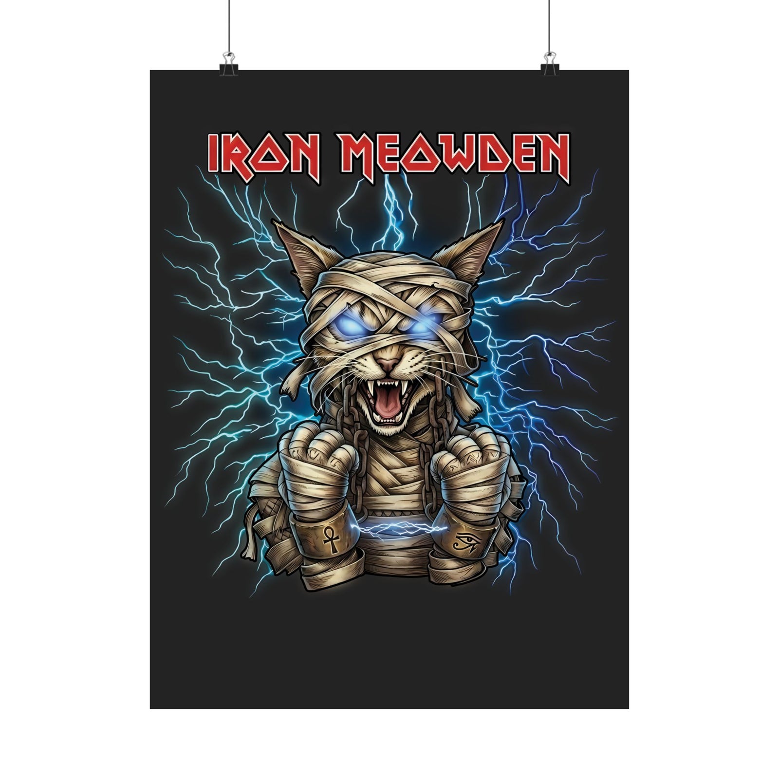 Iron Meowden Cat Poster — Heavy Metal Kitty Graphic Poster