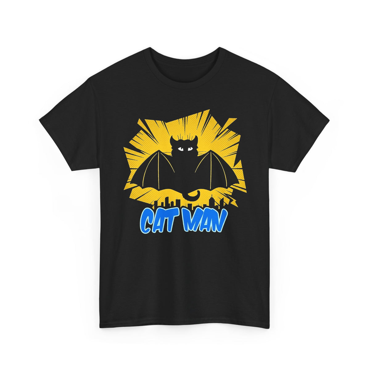 Cat Man T-Shirt — Funny Bat Cat Graphic Tee for Cat Lovers