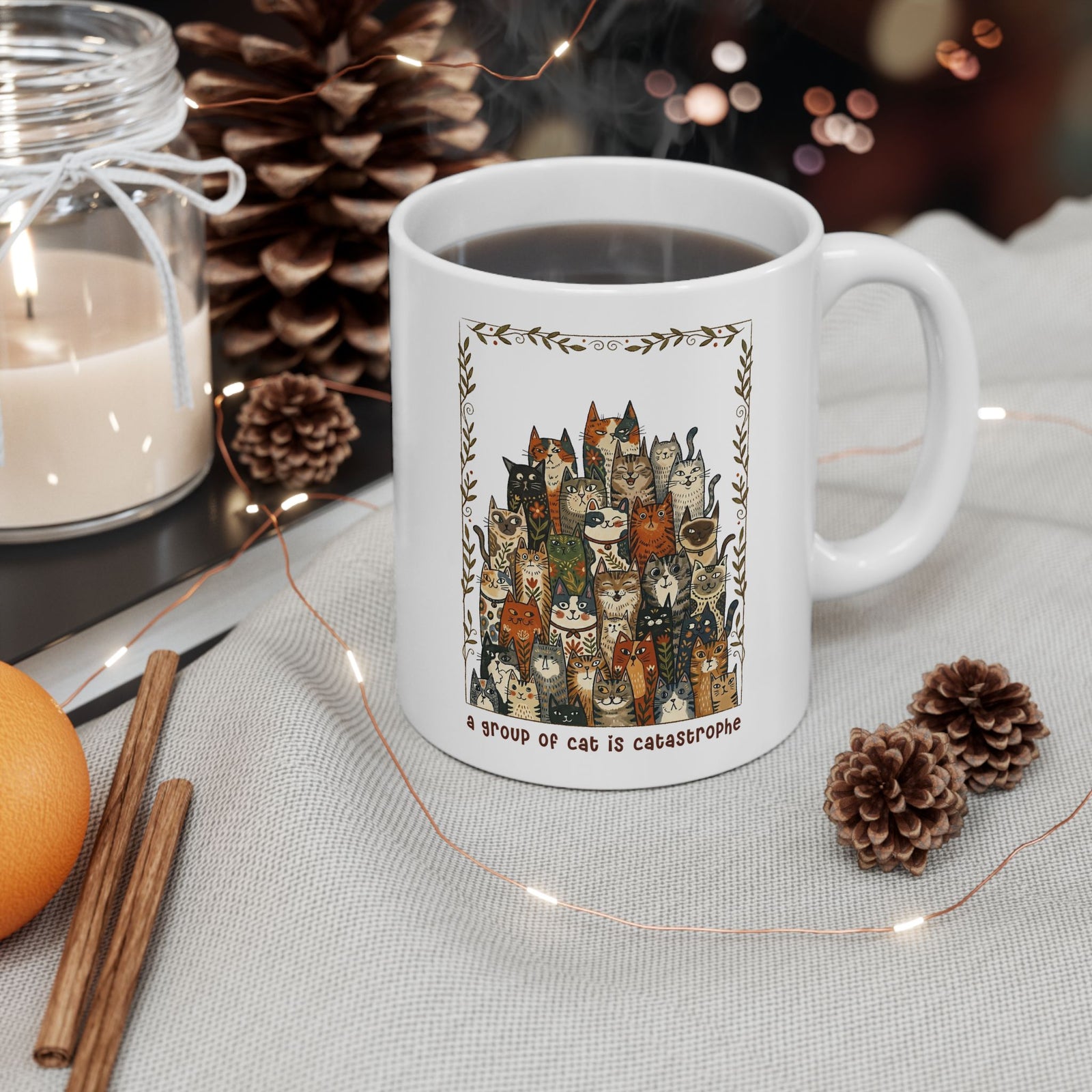 'A Group of Cats Is Catastrophe' Ceramic Mug — Funny Cat Lover Mug