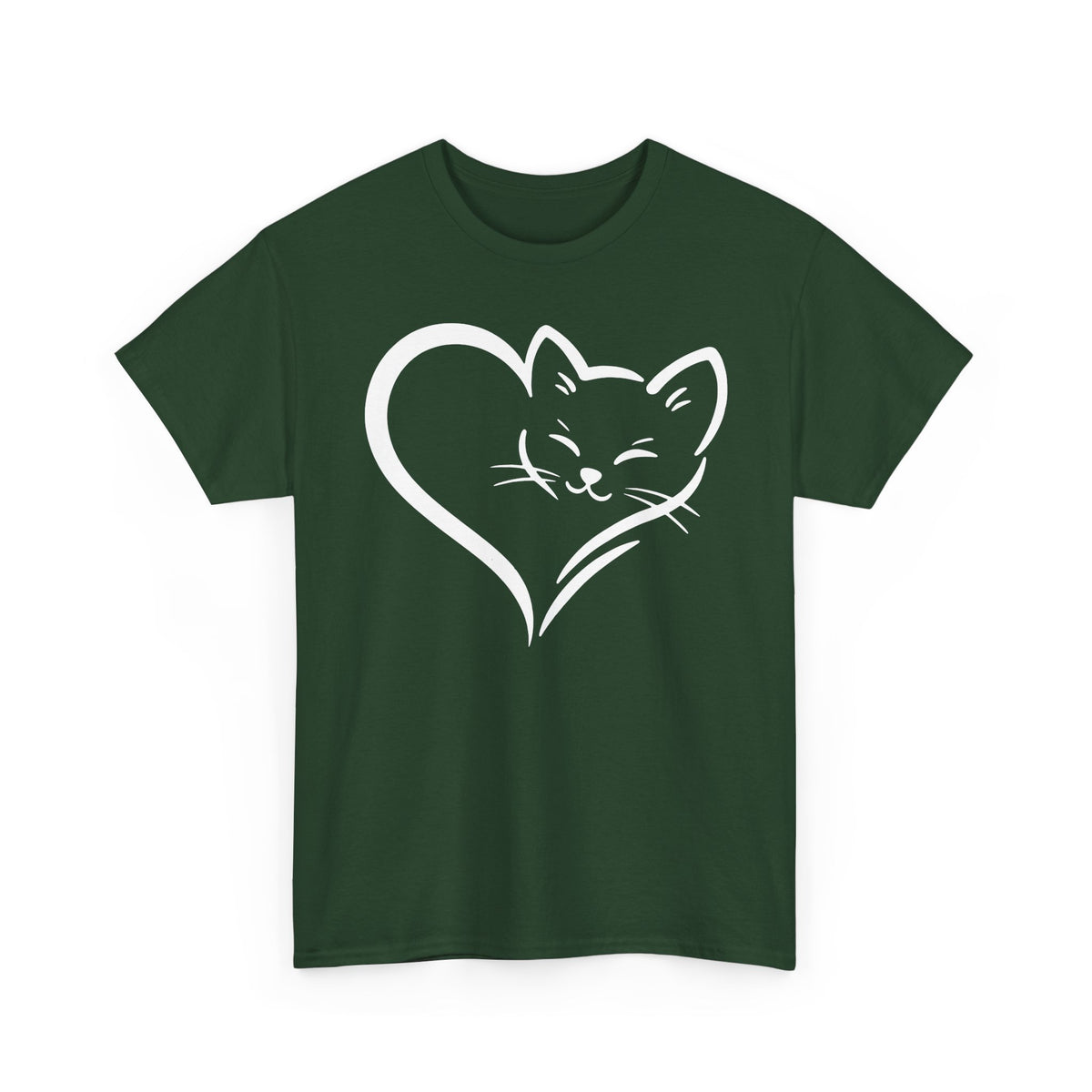 Cute Cat Heart T-Shirt - Cat Lover Gift - Adorable Cat Silhouette Tee