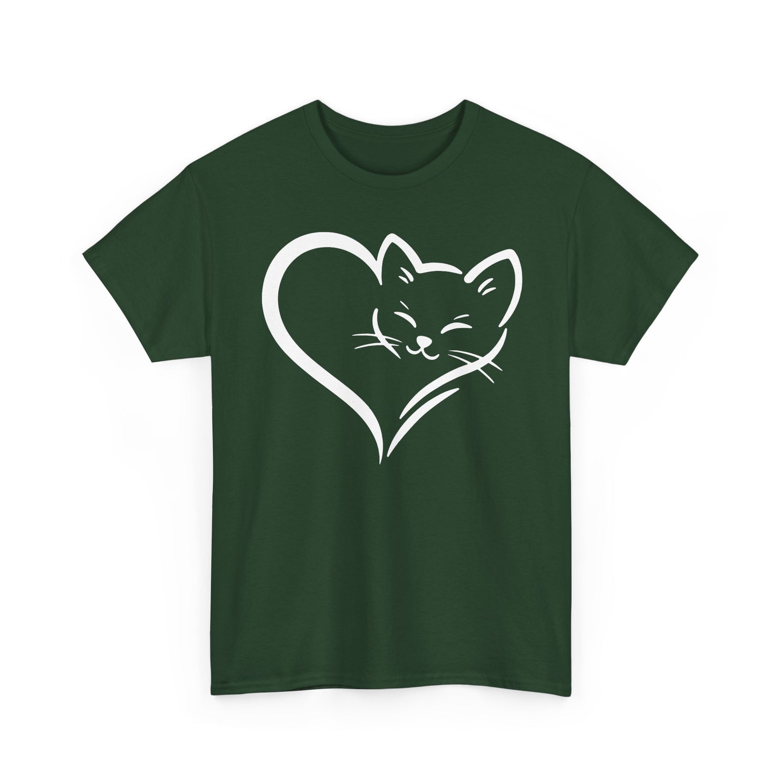 Cute Cat Heart T-Shirt - Cat Lover Gift - Adorable Cat Silhouette Tee