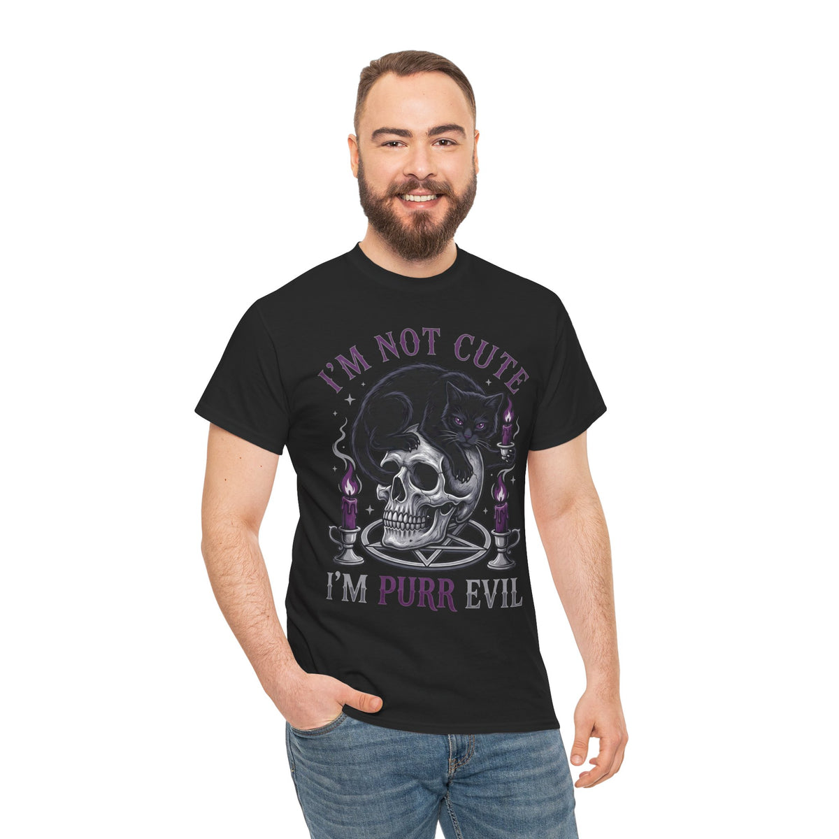 I'm Not Cute I'm Purr Evil T-Shirt – Gothic Cat Skull Tee