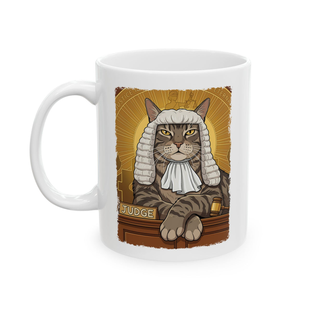 Cat Judge Ceramic Mug  Funny Cat Lawyer / Judge Graphic Mug