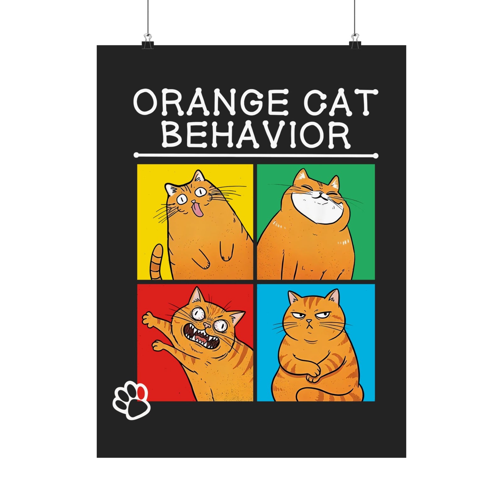 Orange Cat Behavior Poster Funny Cat Lover Poster