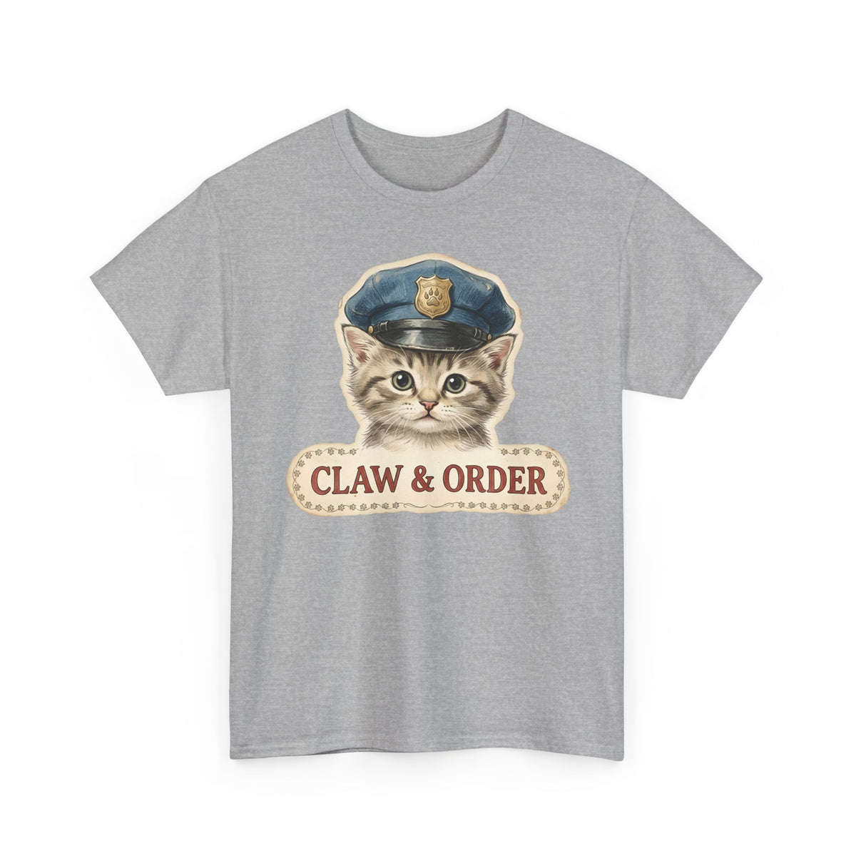 Claw and Order Cat T-Shirt — Funny Cat Crime Pun Tee