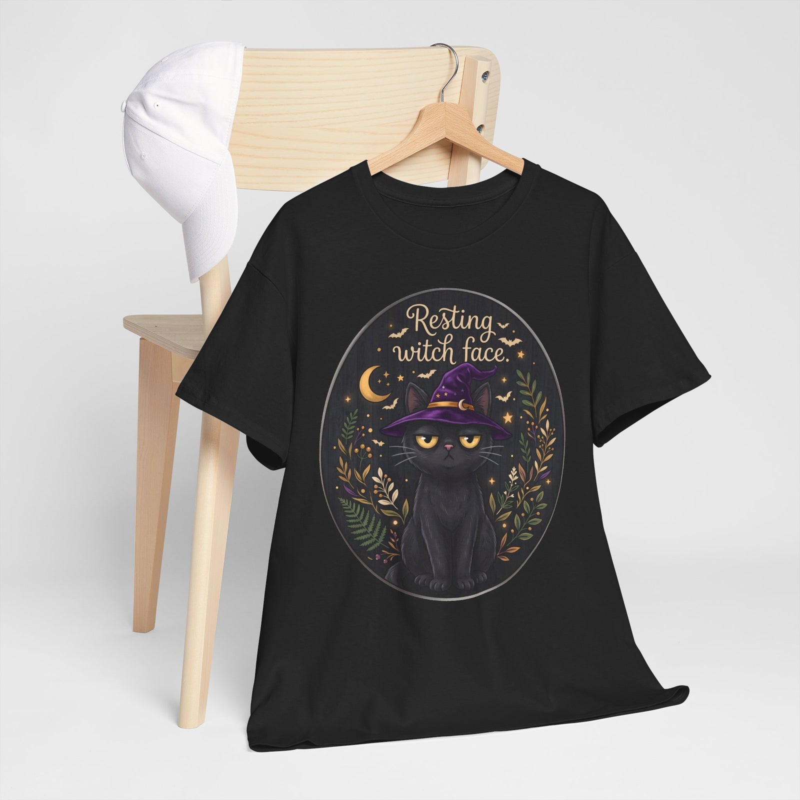 Resting Witch Face Black Cat Shirt — Sarcastic Halloween Witch Hat T-Shirt