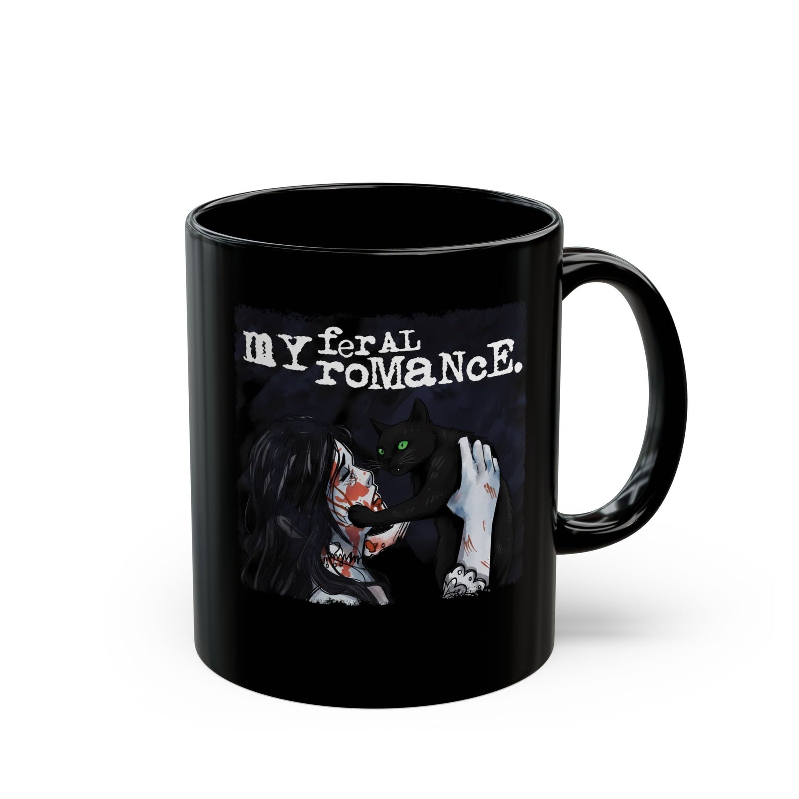 Cat Romance Mug  Cute Cat & Human Love Illustration