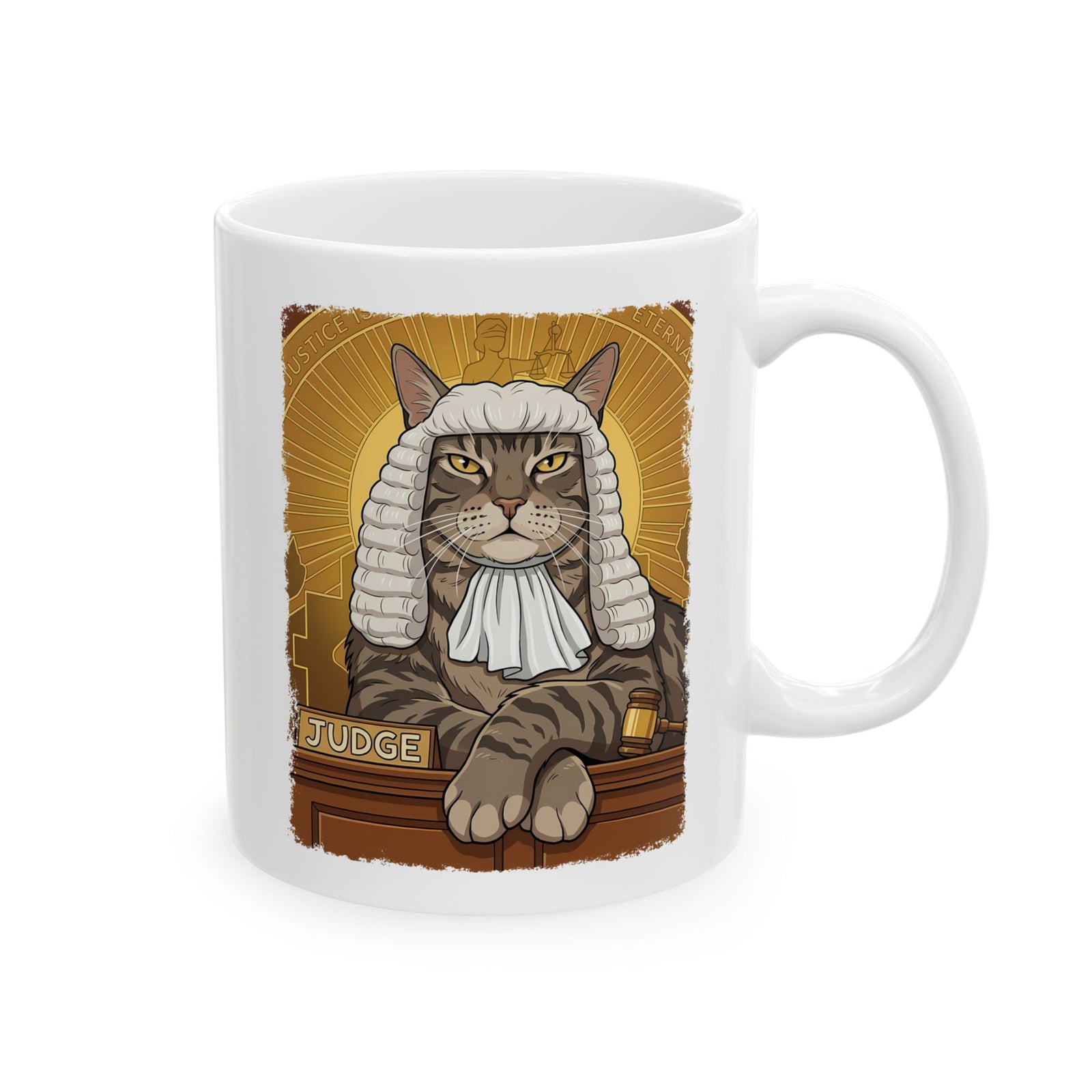 Cat Judge Ceramic Mug  Funny Cat Lawyer / Judge Graphic Mug