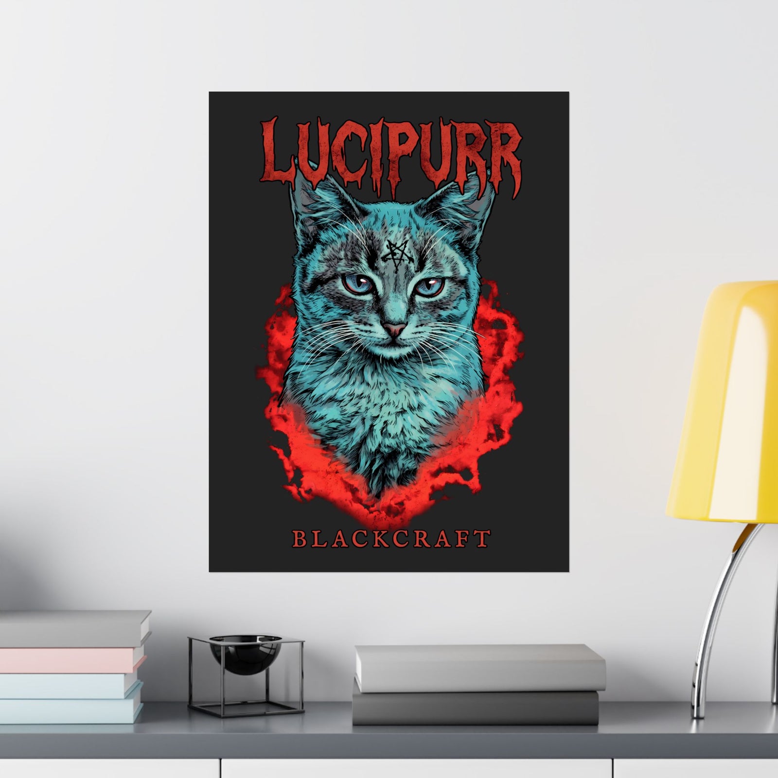 Lucipurr Blackcraft Poster — Edgy Heavy Metal Satanic Cat Graphic Poster