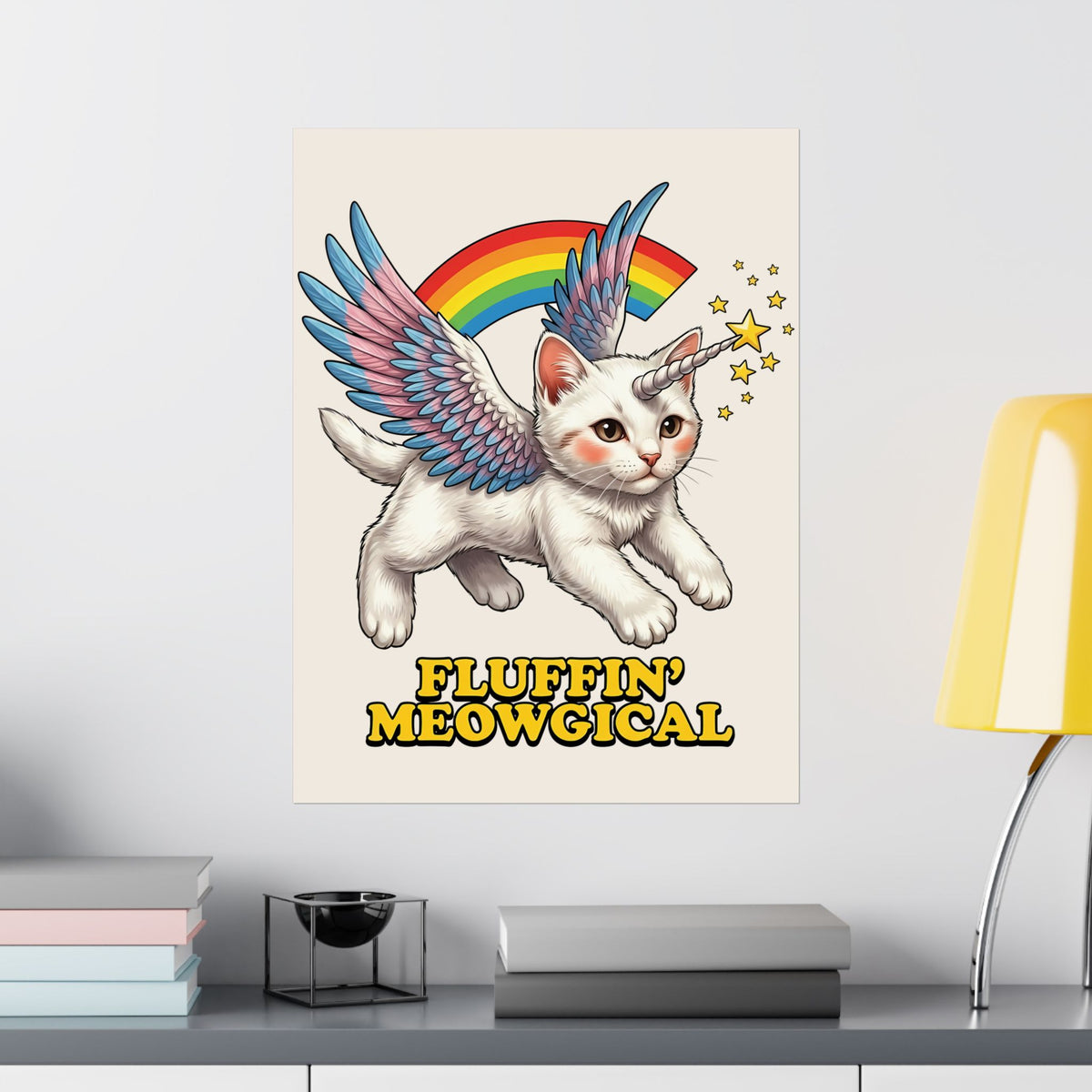Fluffin' Meowgical Cat Poster — Cute Unicorn Kitten Graphic