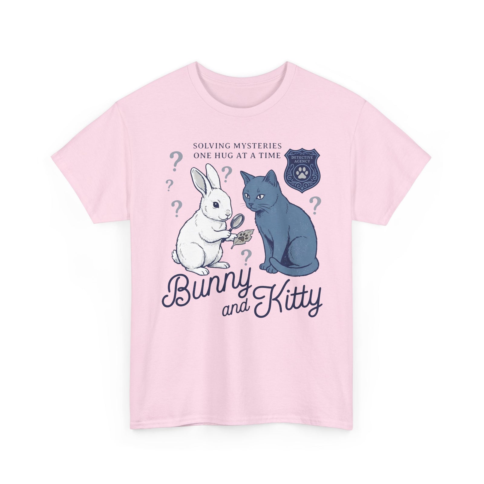 Detective Bunny & Kitty T-Shirt — Cute 'Solving Mysteries One Hug At A Time' Tee