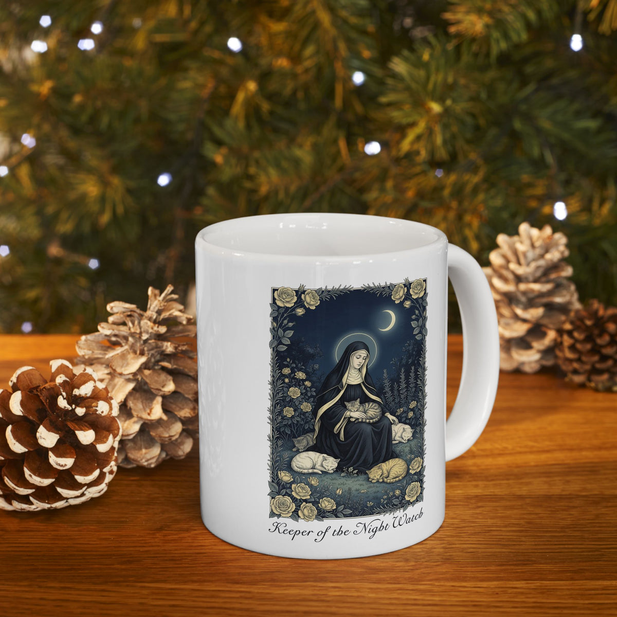 Keeper of the Night Watch Gertrude of Nivelles Cats Ceramic Mug