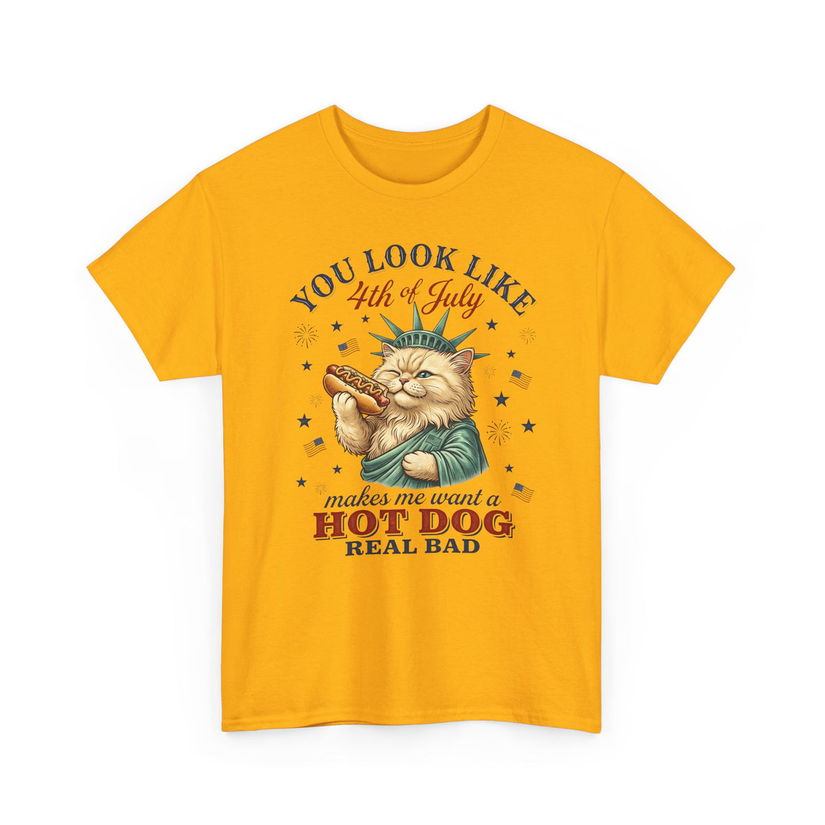 4th of July Cat & Hot Dog T-Shirt — Patriotic Fourth of July Tee