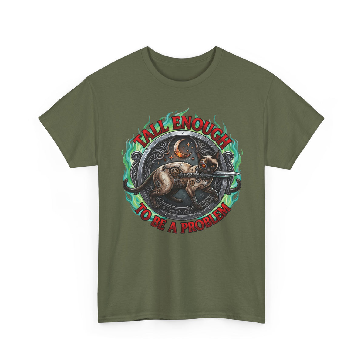 Tall Enough To Be A Problem Steampunk Cyber Cat Shirt — Gothic Dagger T-Shirt