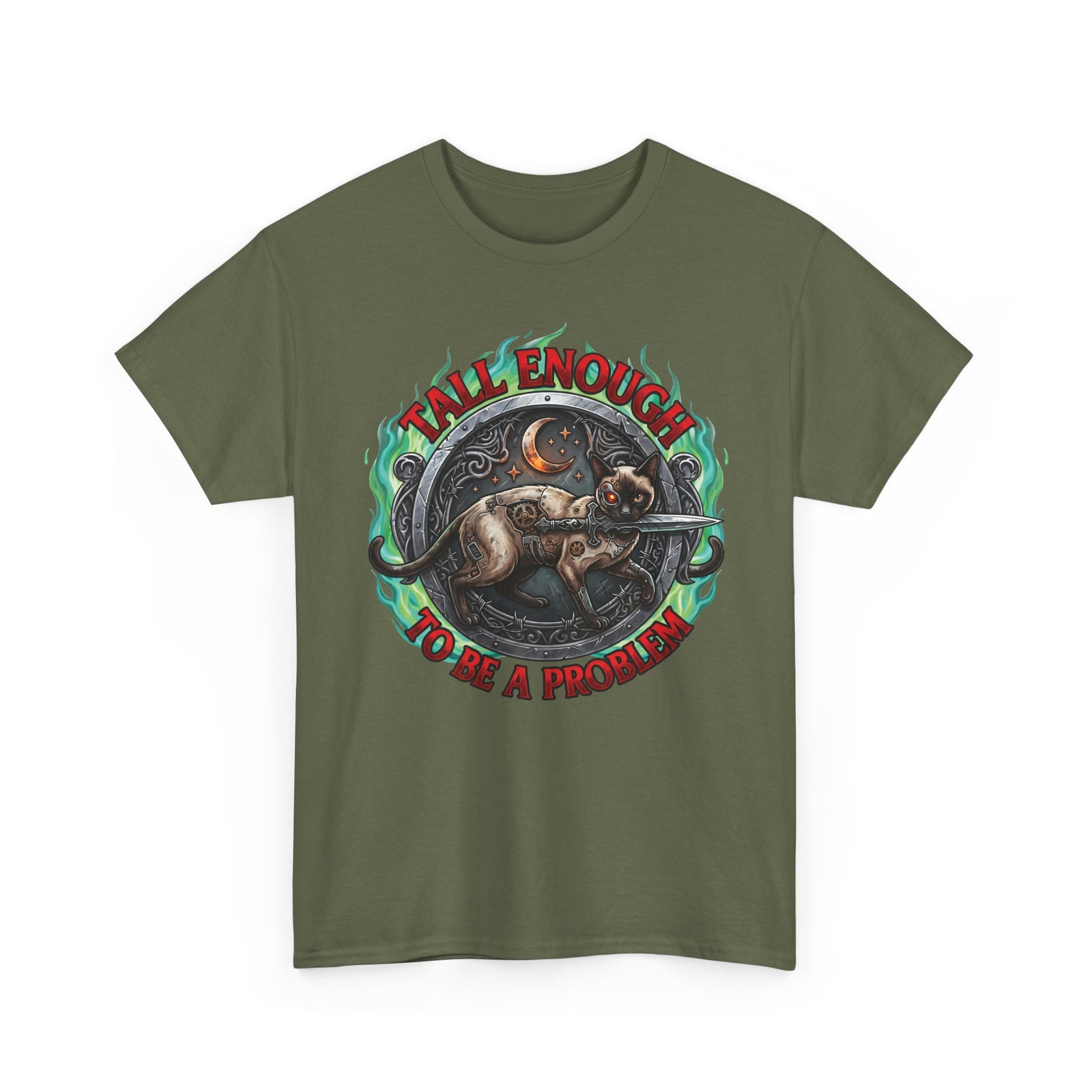 Tall Enough To Be A Problem Steampunk Cyber Cat Shirt — Gothic Dagger T-Shirt