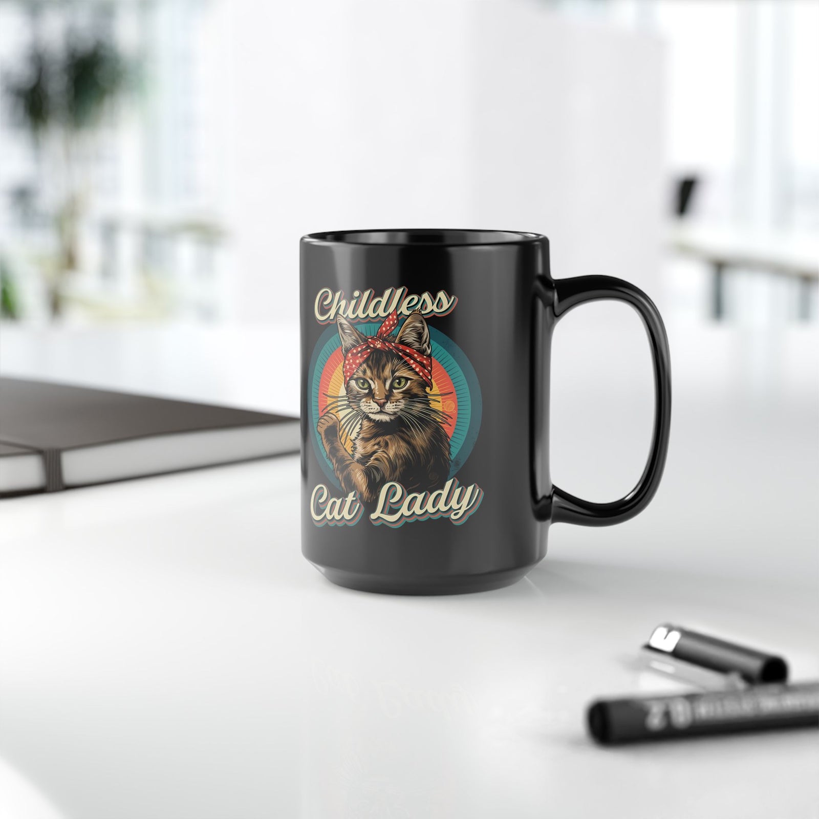 Childless Cat Lady Black Mug — Funny Cat Lover Mug