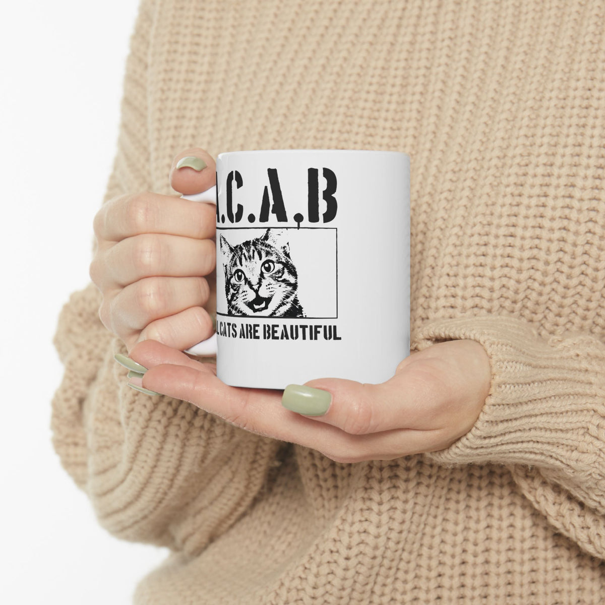 ACAB “All Cats Are Beautiful” Ceramic Mug — Cute Cat Lover Graphic Mug