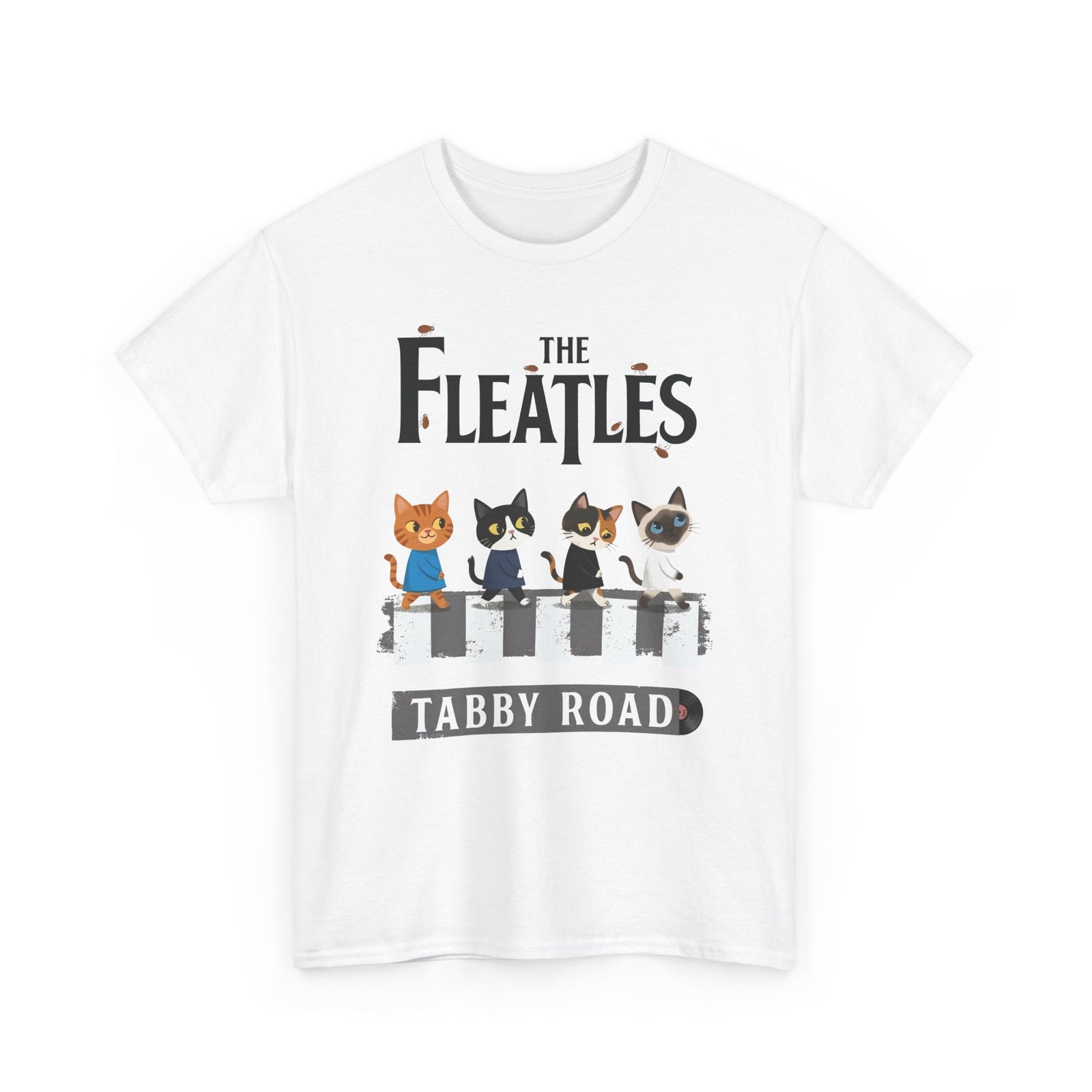 Fleatles Parody Cat T-Shirt — Retro Beatles-Inspired Cat Band Tee