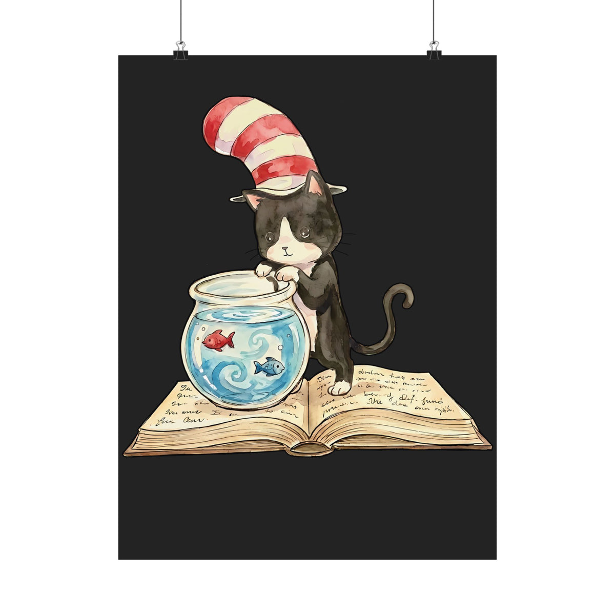 Tuxedo Cat 'Red Fish Blue Fish' Poster
