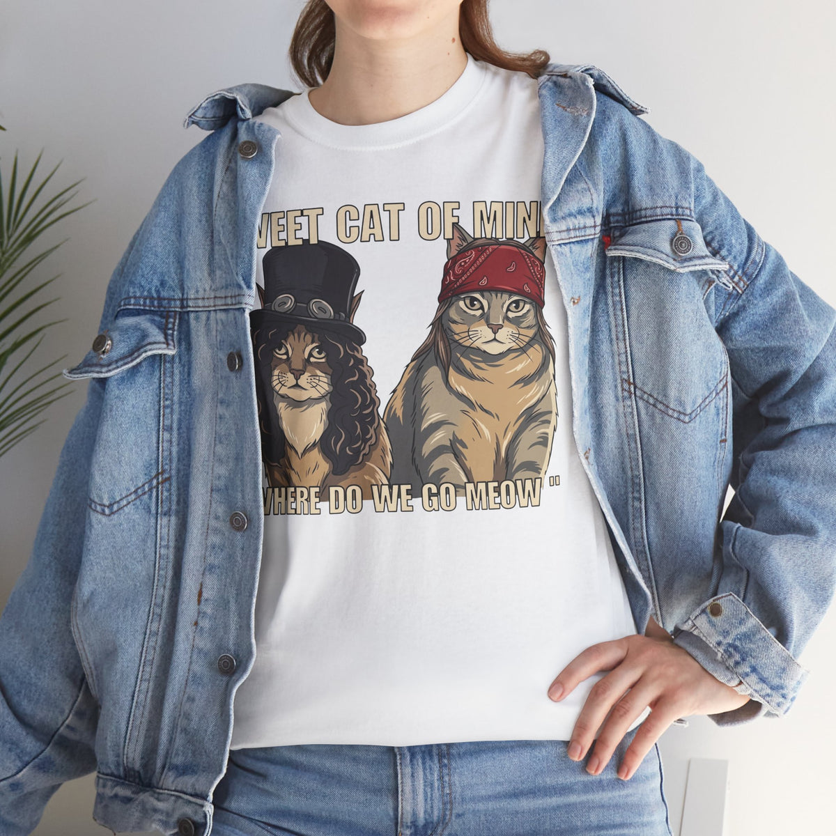 Sweet Cat of Mine Tee — "Where Do We Go Meow" Cat Graphic T-Shirt