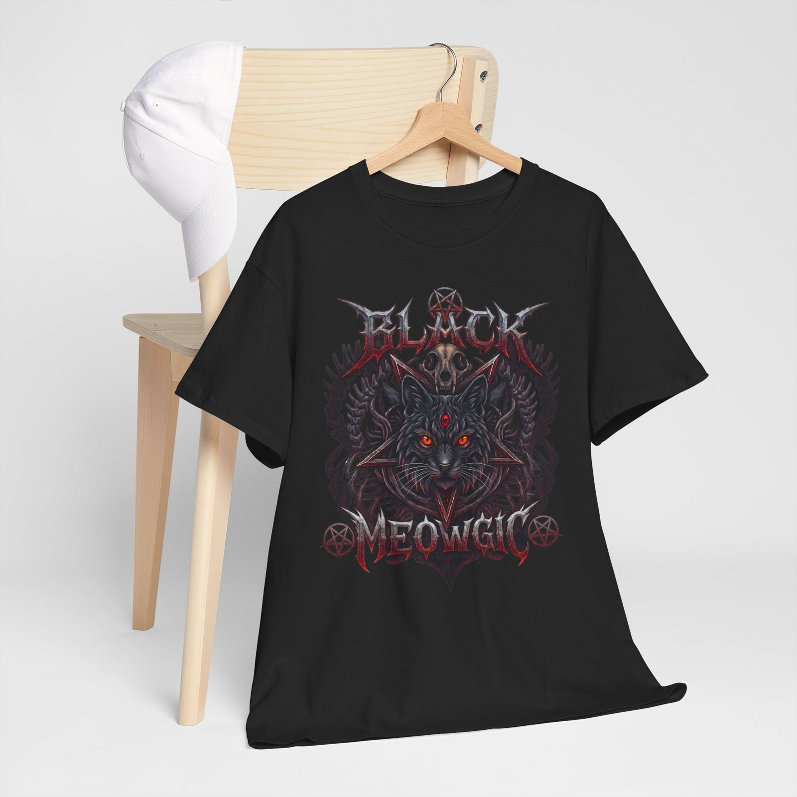 Black Meowgic Cat T-Shirt — Death Metal Occult Black Cat Tee
