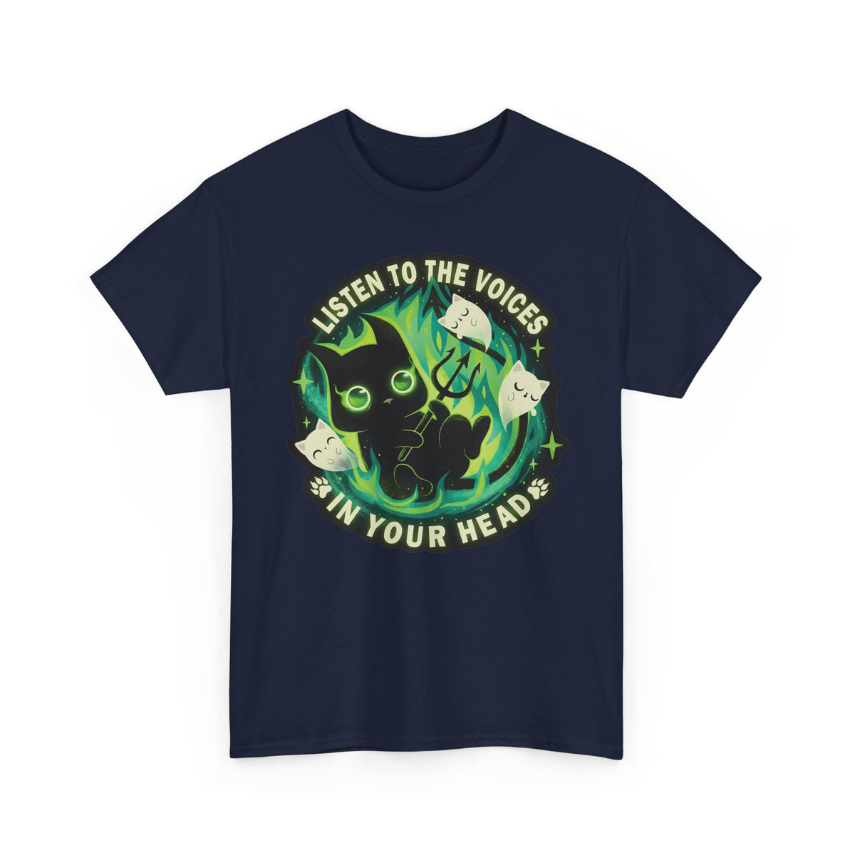 Listen To The Voices In Your Head Devil Cat — Spooky Cute Black Cat Art