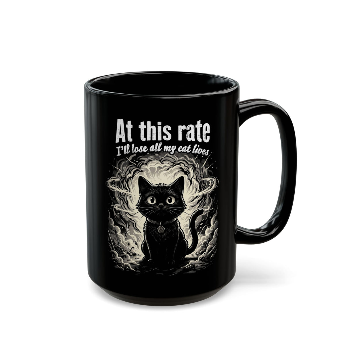 Apocalypse Cat Black Mug Post-Apocalyptic Cat Graphic Mug