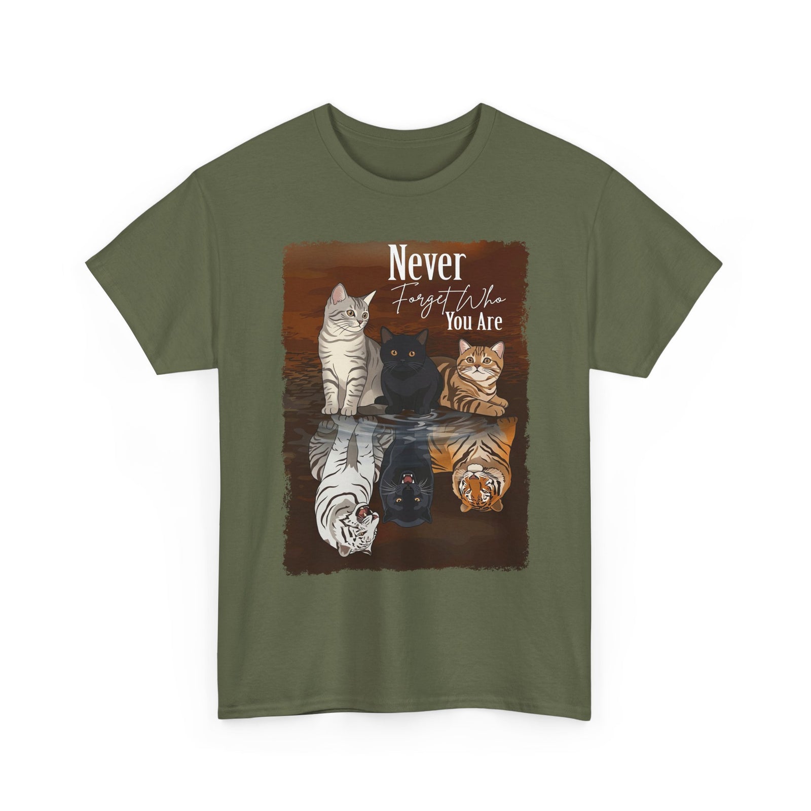 Cat T-Shirt "Never Forget Who You Are" — Reflective Trio Cat Design