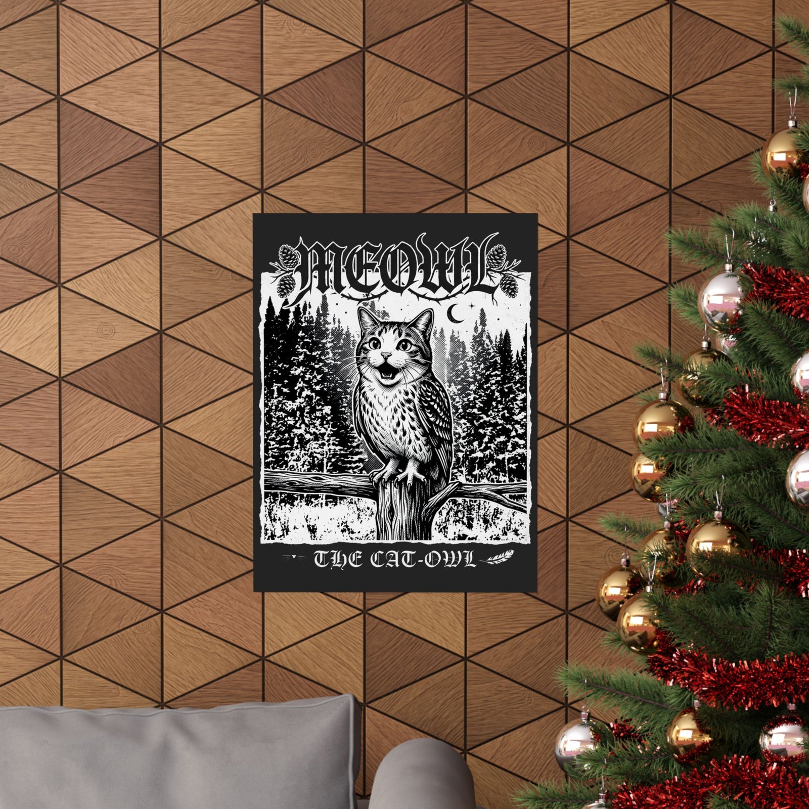 Funny "Meowl the Cat Owl" T‑Poster