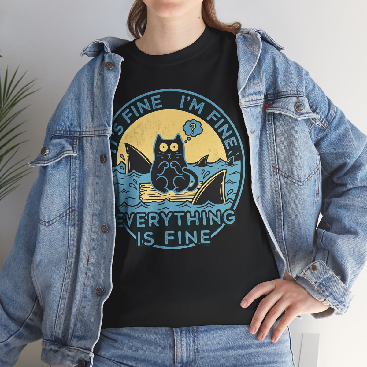 Everything Is Fine Cat Tee — Funny Retro Cat T-Shirt (It’s Fine I’m Fine)