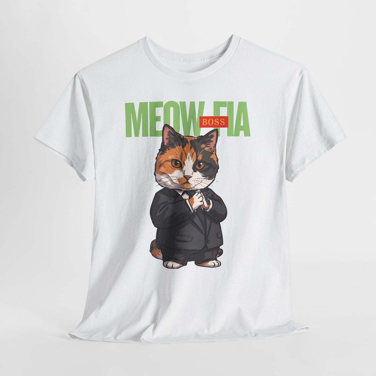 Meow-Fia Boss Mafia Calico Cat T-Shirt — Funny Mob Boss Feline Tee