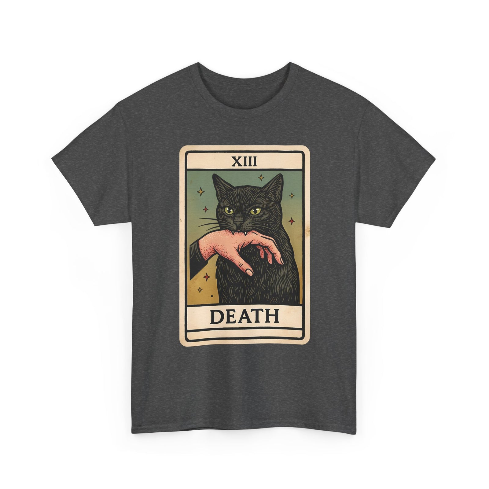 "Death" Tarot Card Black Cat Biting Hand Funny T-Shirt