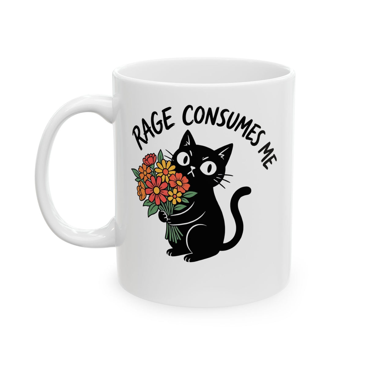 Rage Consumes Me Cat Ceramic Mug