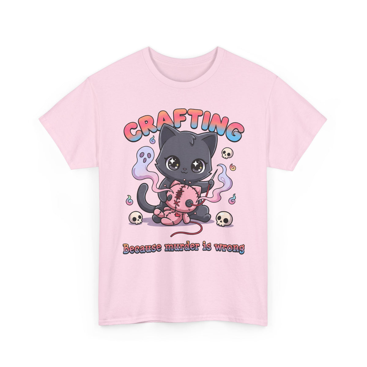 Crafting Because Murder Is Wrong Black Cat Shirt — Creepy Cute Voodoo Doll T-Shirt