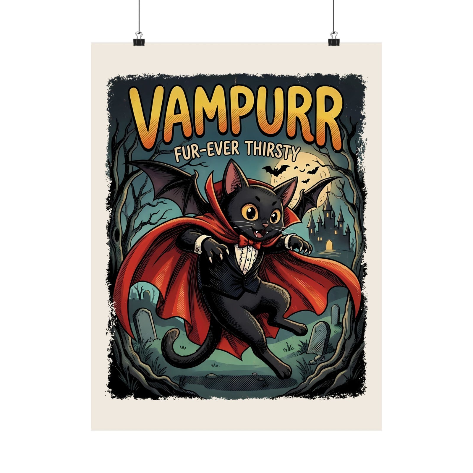 Vampurr 'Fur-ever Thirsty' Cat Vampire Poster