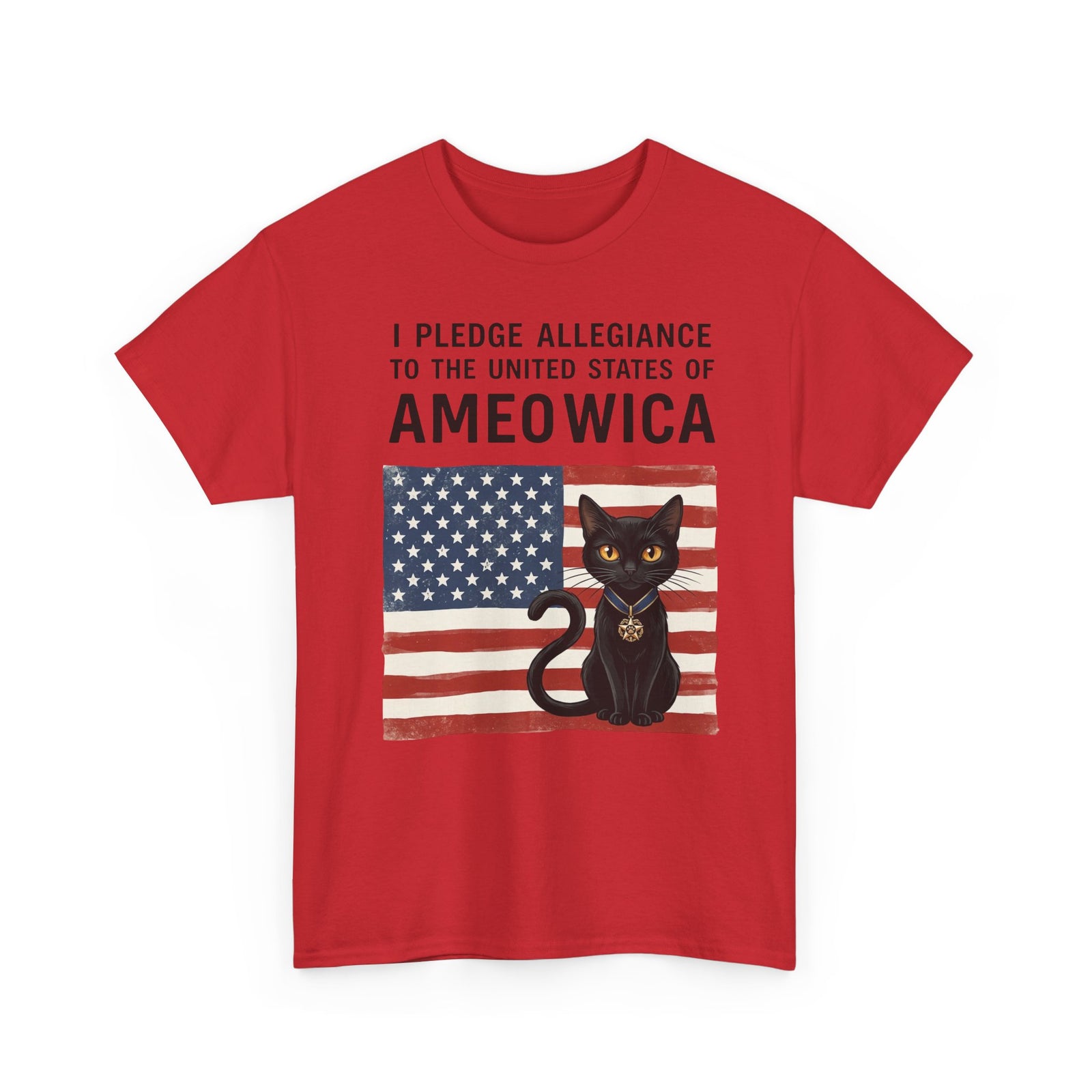 "United States of Ameowica" Funny Patriotic Black Cat T-Shirt