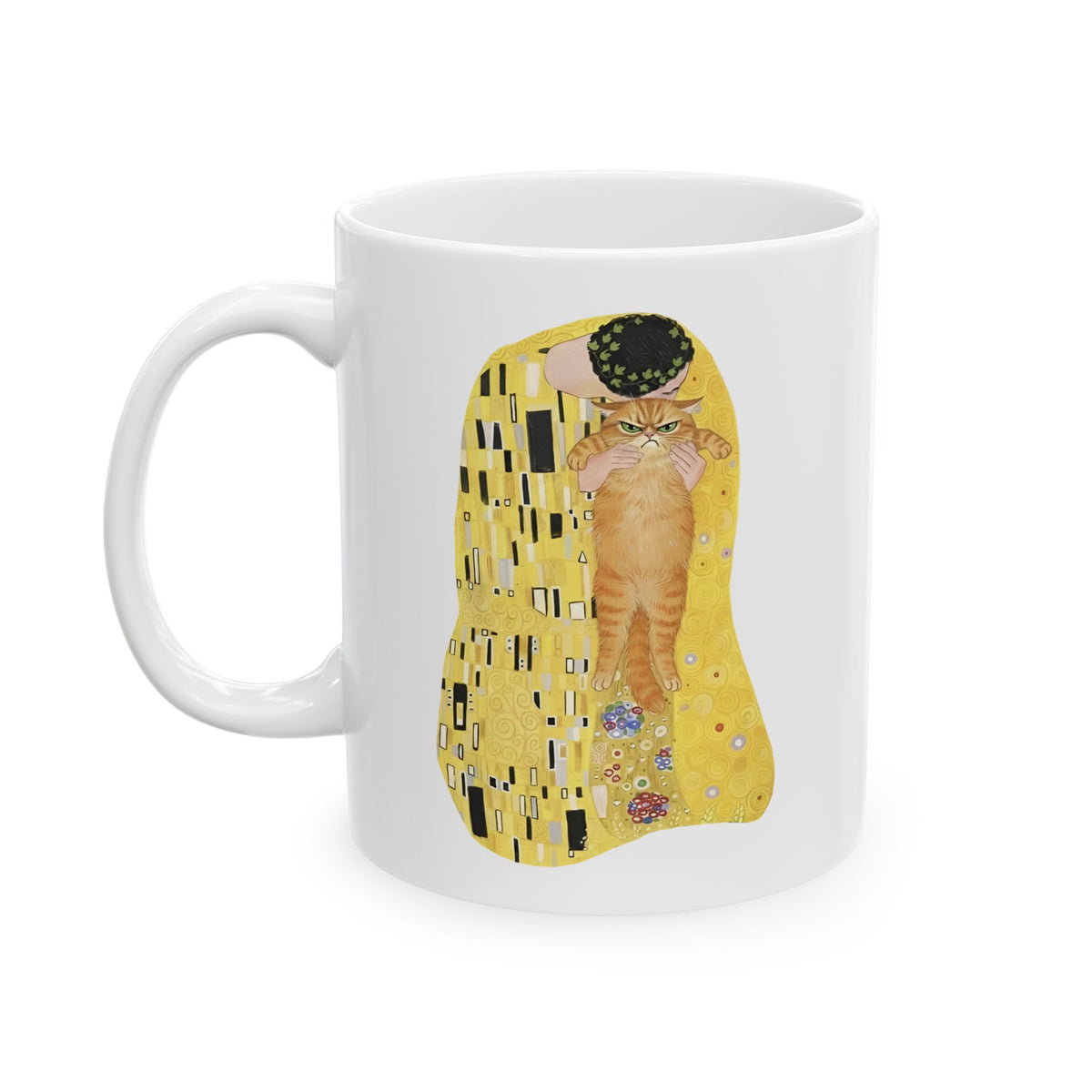 Cat &amp; The Kiss Ceramic Mug — Romantic Cat Illustration Mug