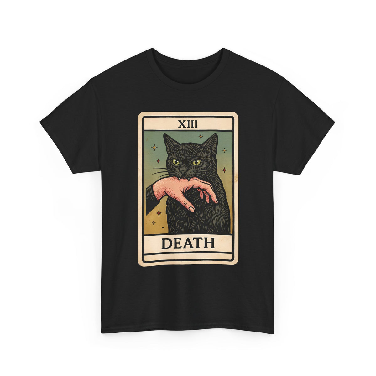 "Death" Tarot Card Black Cat Biting Hand Funny T-Shirt