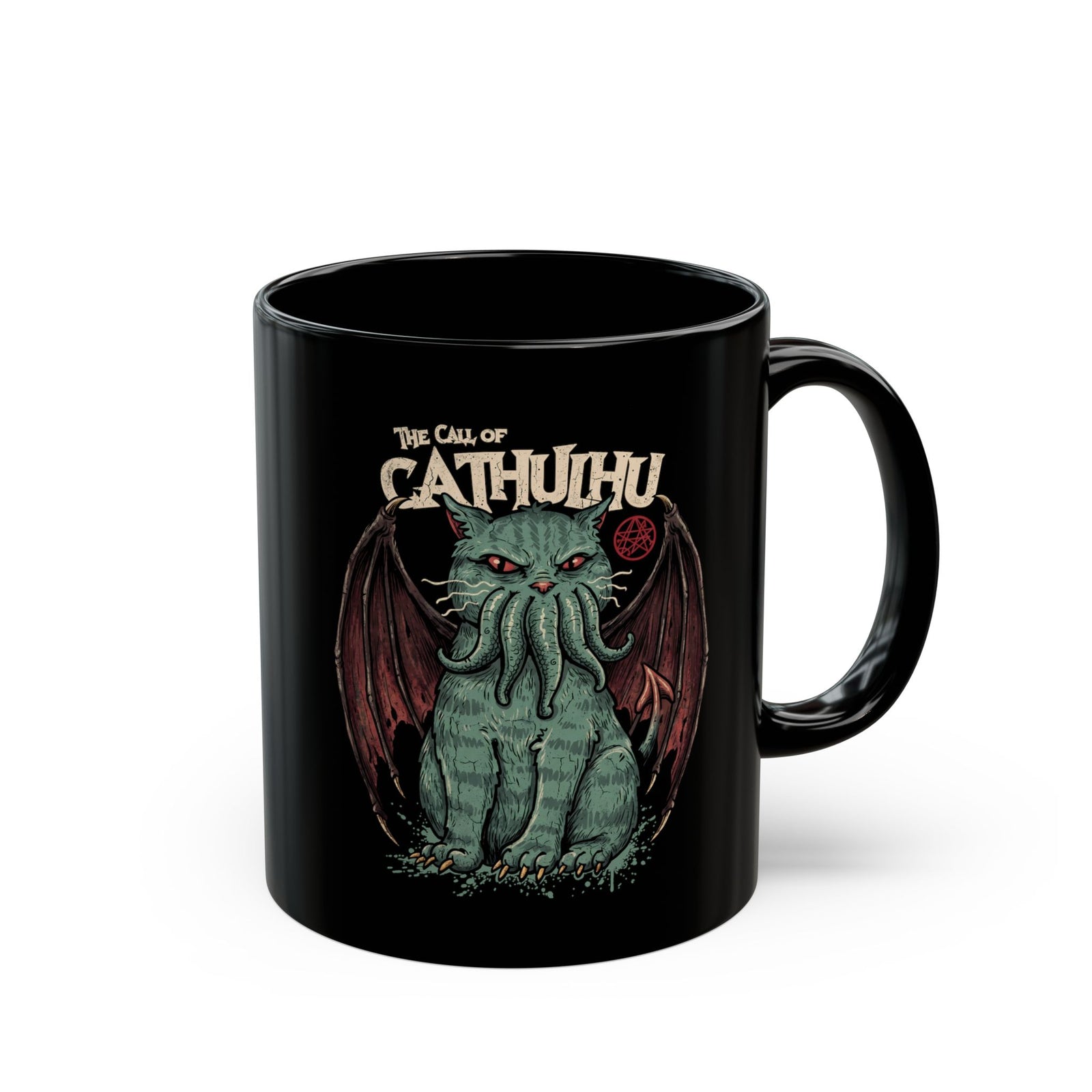 The Call of Cathulhu Black Mug — Dark Gothic Creepy Cute Drinkware
