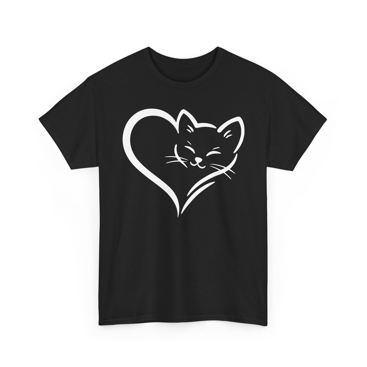 Cute Cat Heart T-Shirt - Cat Lover Gift - Adorable Cat Silhouette Tee