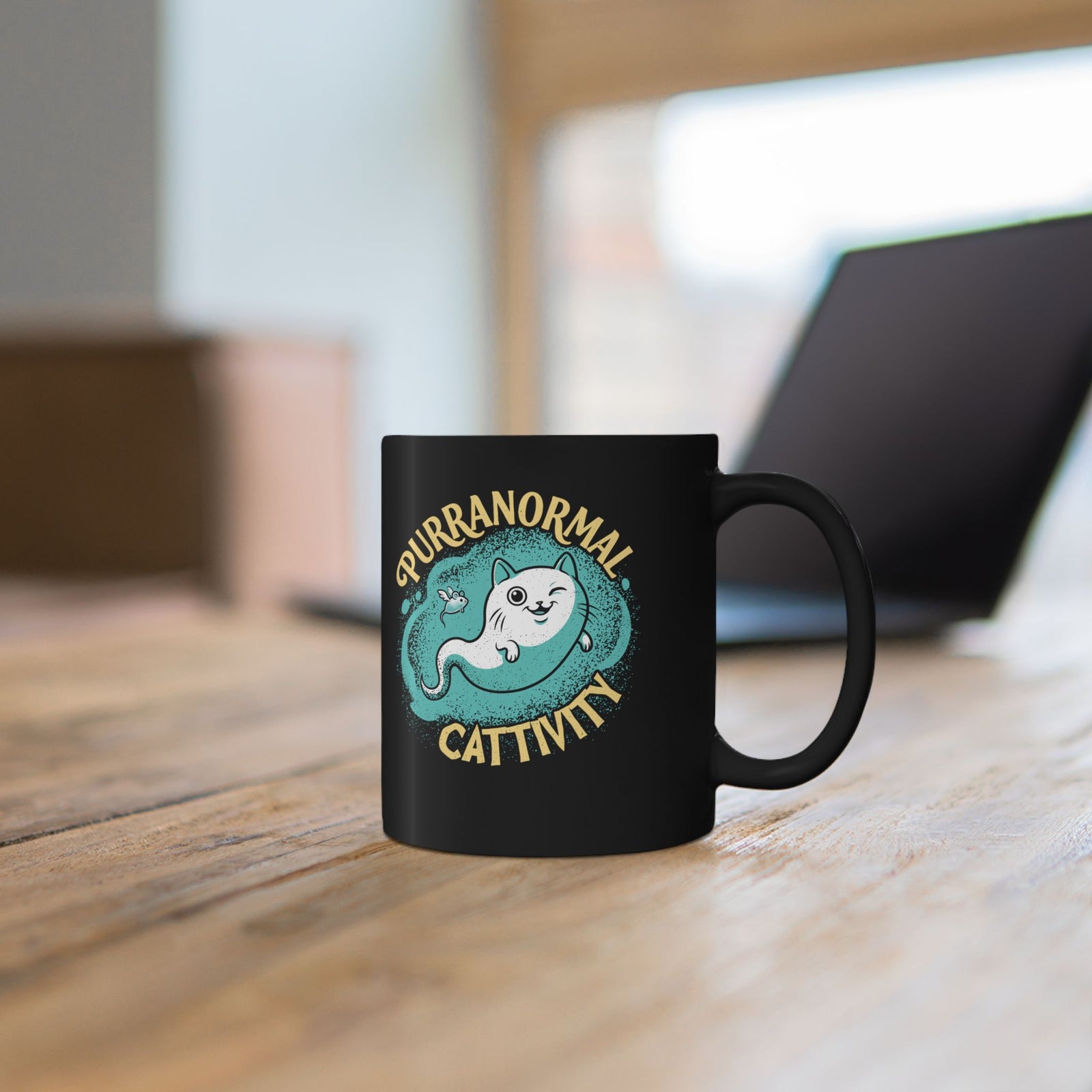 Purranormal Cattivity Black Mug — Funny Paranormal Cat Mug
