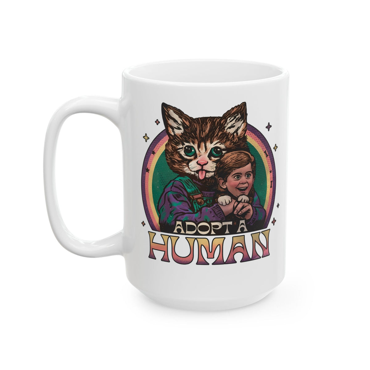 Adopt a Human Funny Cat Ceramic Mug